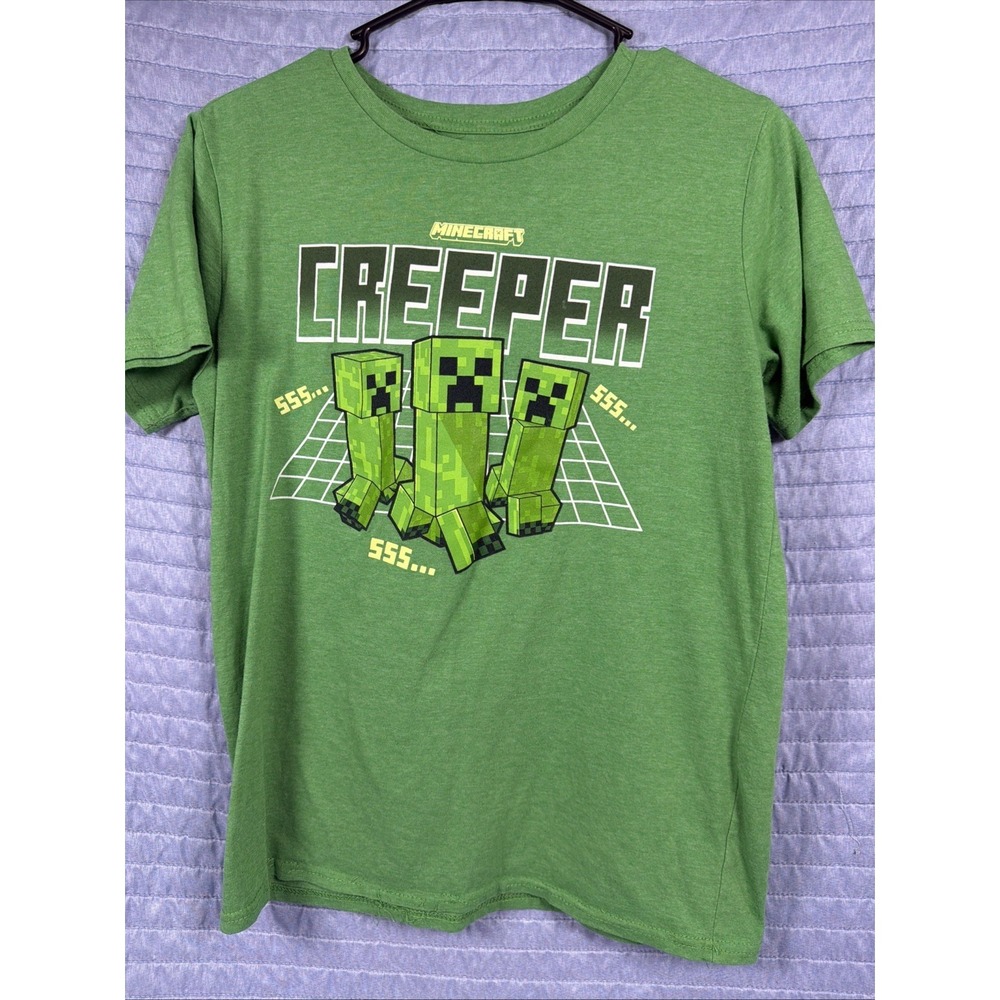 Minecraft Creeper T Shirt Youth XL/Adult S Green Graphic Game Tee